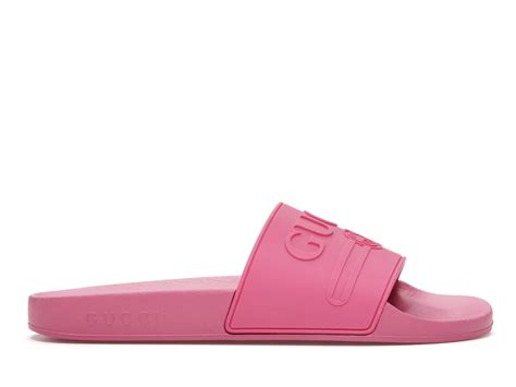 gucci logo slide pink rubber